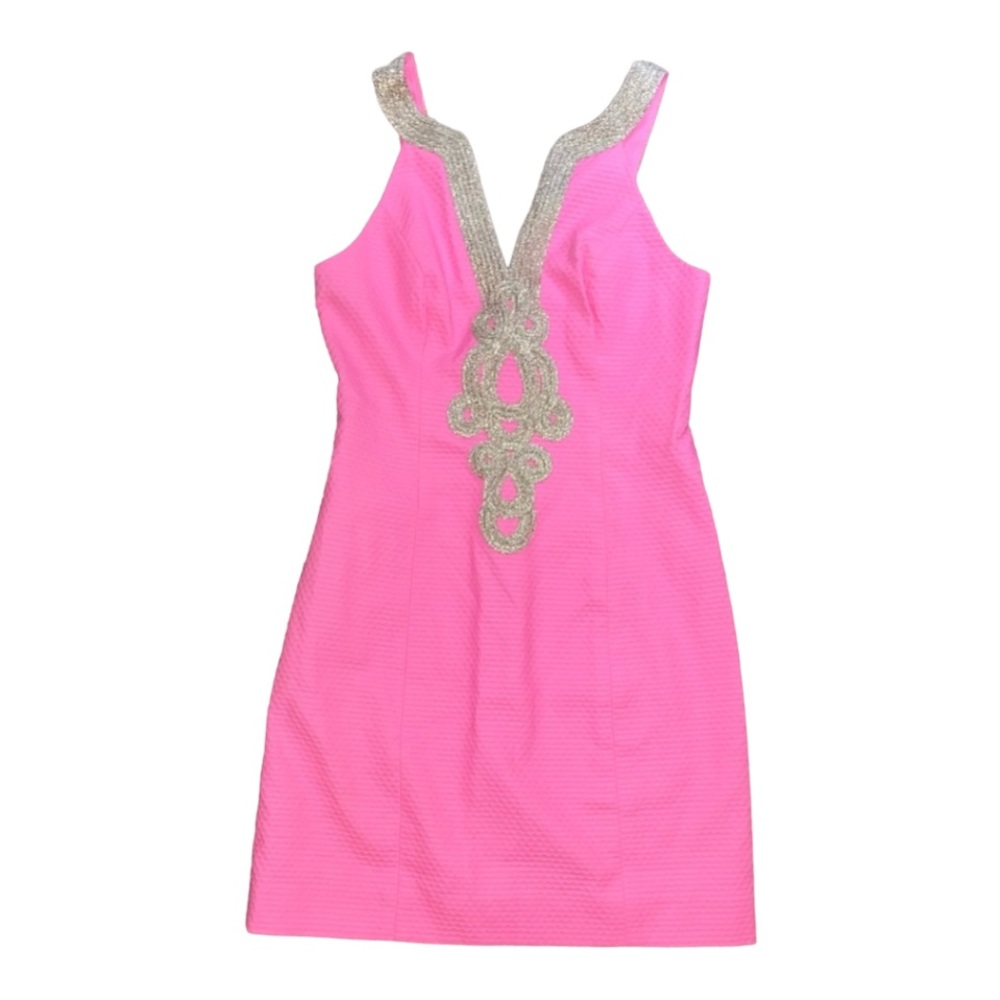 Lilly Pulitzer Emery shift pink and gold dress size 2